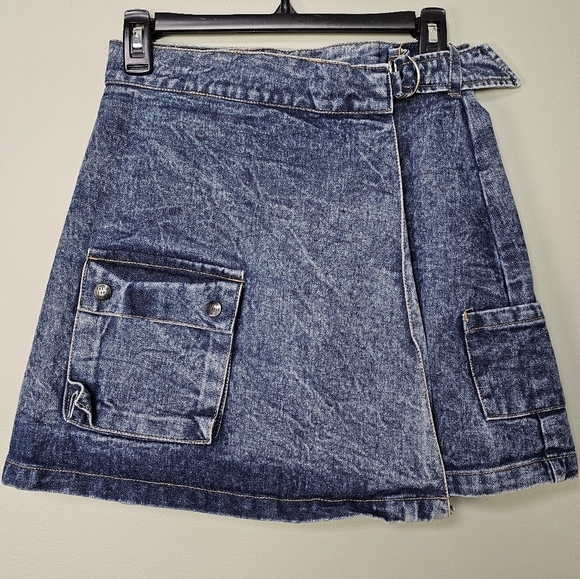THE PEOPLE Vs. Women's Denim Wrap Mini Skirt with Pockets, Vintage Blue, XS NWOT - Picture 15 of 15
